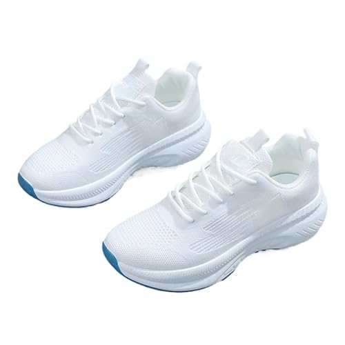 QIXUJAK Damen Mesh Laufschuhe Sneakers Running Tennisschuhe Straßenlaufschuhe Dämpfung Leichte Atmungsaktive Walkingschuhe (Weiß,39) von QIXUJAK