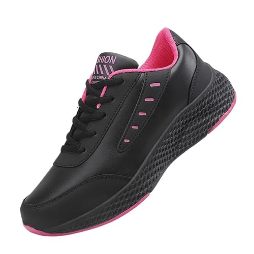 QIXUJAK Damen Mesh Laufschuhe Sneakers Running Tennisschuhe Straßenlaufschuhe Dämpfung Leichte Atmungsaktive Walkingschuhe Outdoor Fitness Joggen (Schwarz rosa rot,37) von QIXUJAK