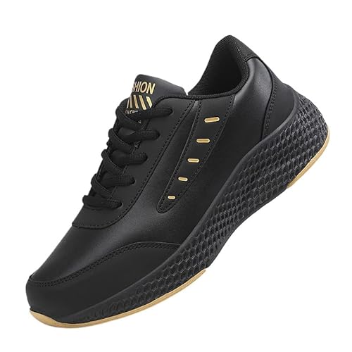 QIXUJAK Damen Mesh Laufschuhe Sneakers Running Tennisschuhe Straßenlaufschuhe Dämpfung Leichte Atmungsaktive Walkingschuhe Outdoor Fitness Joggen (Schwarzgold,36) von QIXUJAK