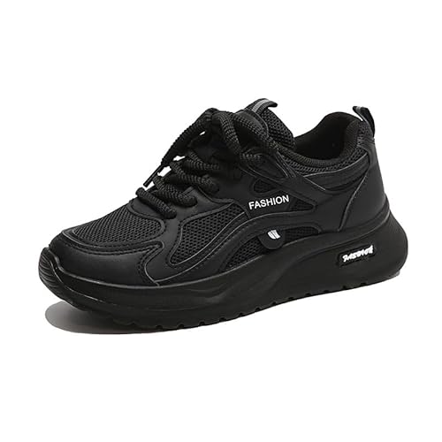 QIXUJAK Damen Plateau Sneaker Campus Leicht Walking Schuhe Ganztägige Bequeme Turnschuhe Mode Sportschuhe (Schwarz,38) von QIXUJAK