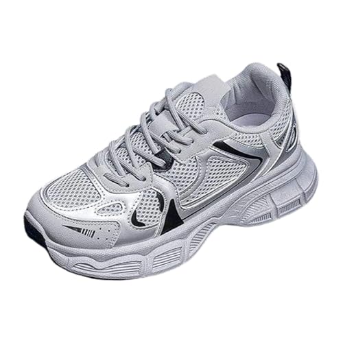 QIXUJAK Damen Plateau Sneaker Chunky Sneaker Damen Retro Chunky Dad Schuhe Modische Farbblock Turnschuhe Bequeme Keilabsatz Sneaker für Alltag & Spaziergänge (Grau,38) von QIXUJAK