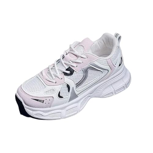 QIXUJAK Damen Plateau Sneaker Chunky Sneaker Damen Retro Chunky Dad Schuhe Modische Farbblock Turnschuhe Bequeme Keilabsatz Sneaker für Alltag & Spaziergänge (Rosa,39) von QIXUJAK