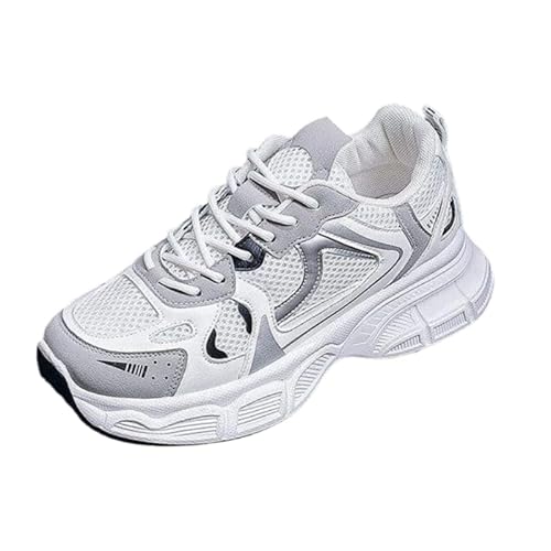 QIXUJAK Damen Plateau Sneaker Chunky Sneaker Damen Retro Chunky Dad Schuhe Modische Farbblock Turnschuhe Bequeme Keilabsatz Sneaker für Alltag & Spaziergänge (Weiß,36) von QIXUJAK