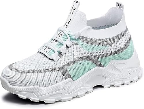 QIXUJAK Damen Plateau Sneaker Leichte Atmungsaktive Walking Schuhe Ganztägige Bequeme Sportschuhe (Grün,36) von QIXUJAK