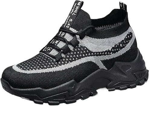 QIXUJAK Damen Plateau Sneaker Leichte Atmungsaktive Walking Schuhe Ganztägige Bequeme Sportschuhe (Schwarz grau,38) von QIXUJAK
