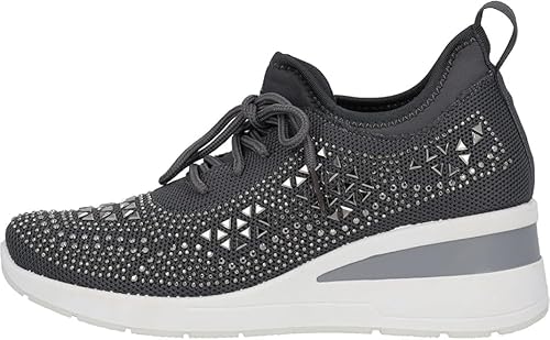 QIXUJAK Damen Plateau-Sneaker Walking Schuhe Modisch, Funkelnd, mit Strasssteinen, Retro-geflochtene, Lässig, Klobig (Schwarz,41) von QIXUJAK