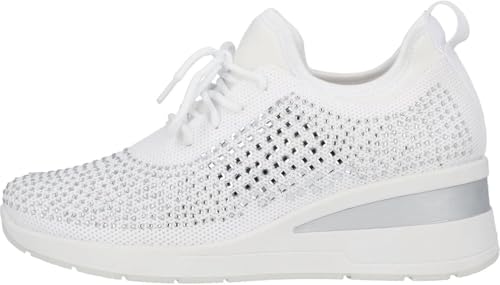QIXUJAK Damen Plateau-Sneaker Walking Schuhe Modisch, Funkelnd, mit Strasssteinen, Retro-geflochtene, Lässig, Klobig (Weiß,41) von QIXUJAK