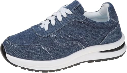 QIXUJAK Damen Retro-Design Sneaker mit Plattformsohle Atmungsaktive Canvas-Schuhe mit Schnürung für Stadt & Freizeit (Blau,41) von QIXUJAK