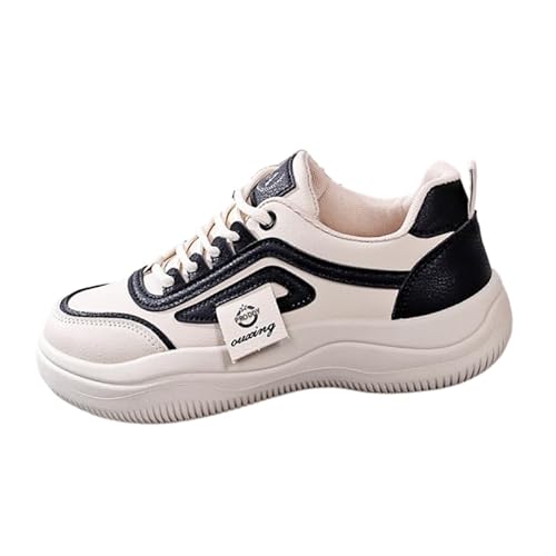 QIXUJAK Damen Retro-Design Sneaker mit Plattformsohle Atmungsaktive Canvas-Schuhe mit Schnürung für Stadt & Freizeit (Schwarz,35) von QIXUJAK