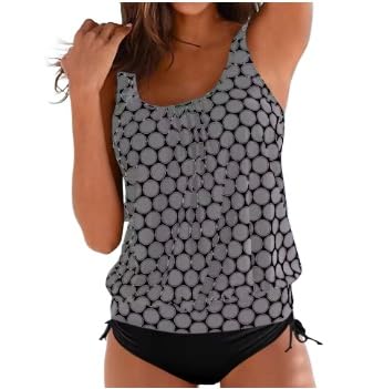 QIXUJAK Damen Shaped Push-Up Badeanzug - Top mit Badeanzug Hohe Taille Übung (Grau,M) von QIXUJAK