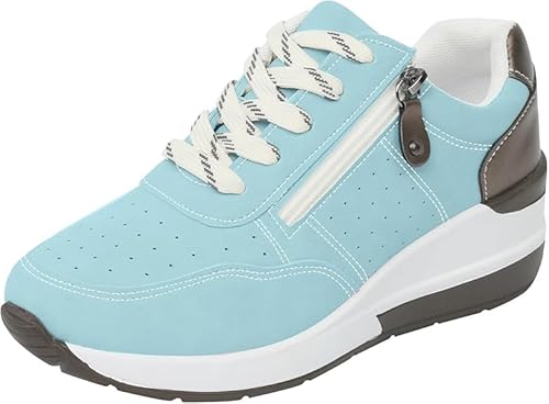 QIXUJAK Damen Slip-On Casual Atmungsaktive Bootsschuhe mit Fußgewölbeunterstützung Leichte Mesh-Strand-Loafer Geeignet zum Autofahren, Spazierengehen (Hellblau,41) von QIXUJAK