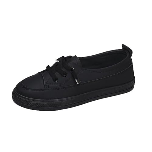 QIXUJAK Damen Slip-On Loafer Flache Lederschuhe Flache Orthopädische Barfuß-Arbeits-Sneakers für Damen (Schwarz,37) von QIXUJAK