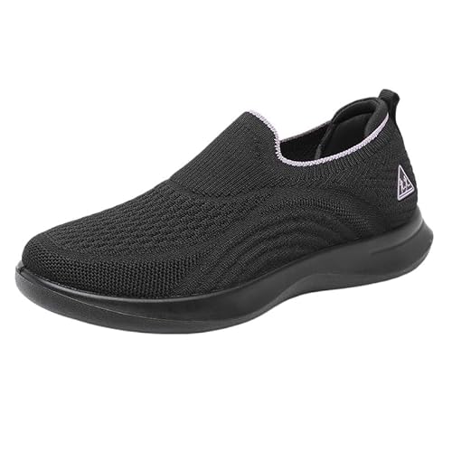QIXUJAK Damen Slip On Sneaker Turnschuhe Sportschuhe Walkingschuhe Schlupfschuhe Bequme Schlupfschuhe, Atmungsaktiv, Leicht, Mesh, für Gym Fitness (Schwarz,36) von QIXUJAK