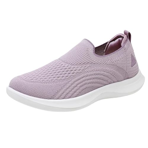 QIXUJAK Damen Slip On Sneaker Turnschuhe Sportschuhe Walkingschuhe Schlupfschuhe Bequme Schlupfschuhe, Atmungsaktiv, Leicht, Mesh, für Gym Fitness (Taro lila,40) von QIXUJAK