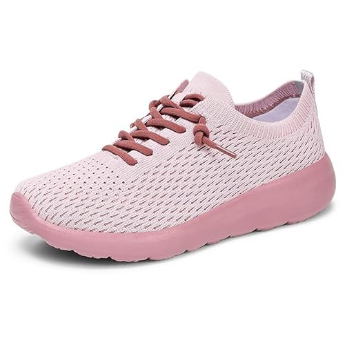 QIXUJAK Damen Sneaker Atmungsaktiv Laufschuhe Damen Turnschuhe Schnürer Leichte Stoßfest Mode Sportschuhe Walkingschuhe Straßenlaufschuhe Outdoor Athletisch Unisex Sneaker (Rosa,40) von QIXUJAK