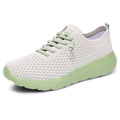 QIXUJAK Damen Sneaker Atmungsaktiv Laufschuhe Damen Turnschuhe Schnürer Leichte Stoßfest Mode Sportschuhe Walkingschuhe Straßenlaufschuhe Outdoor Athletisch Unisex Sneaker (Weiblich - Grün,41) von QIXUJAK