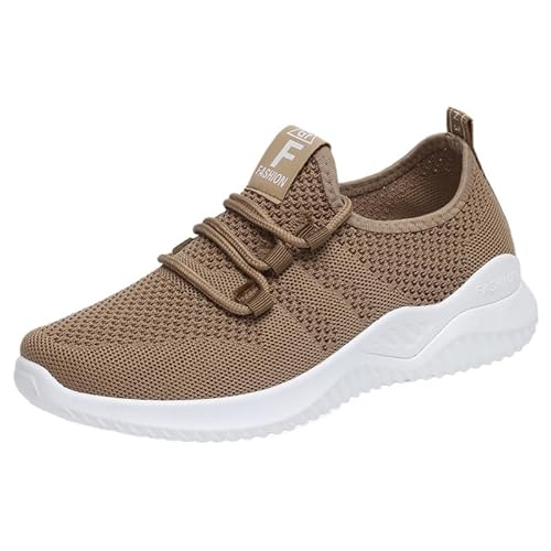 QIXUJAK Damen Sneaker Laufschuhe Turnschuhe Running Tennisschuhe Freizeit Straßenlaufschuhe Atmungsaktiv Jogging Sportschuhe (Kaffeefarbe,41) von QIXUJAK