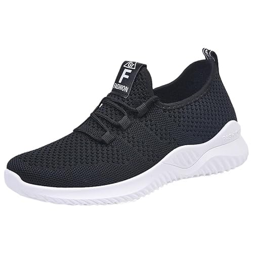 QIXUJAK Damen Sneaker Laufschuhe Turnschuhe Running Tennisschuhe Freizeit Straßenlaufschuhe Atmungsaktiv Jogging Sportschuhe (Schwarz,35) von QIXUJAK