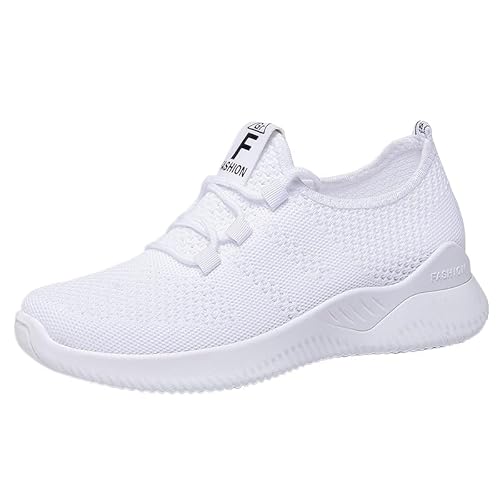 QIXUJAK Damen Sneaker Laufschuhe Turnschuhe Running Tennisschuhe Freizeit Straßenlaufschuhe Atmungsaktiv Jogging Sportschuhe (Weiß,35) von QIXUJAK