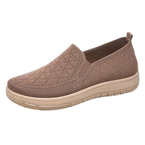 QIXUJAK Damen Sneakers Komfort Turnschuhe Slip on Atmungsaktiv Orthopädische Freizeitschuhe (Kaffeefarbe,38) von QIXUJAK