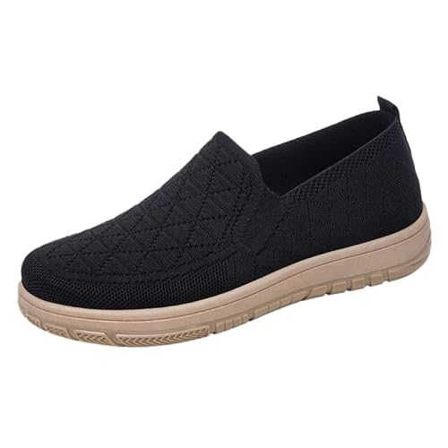 QIXUJAK Damen Sneakers Komfort Turnschuhe Slip on Atmungsaktiv Orthopädische Freizeitschuhe (Schwarz,36) von QIXUJAK