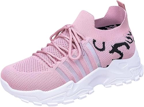 QIXUJAK Damen Sneakers Schuhe Sportschuhe Turnschuhe Leichte Laufschuhe Hallenschuhe Atmungsaktiv Sommerschuhe Straßenlaufschuhe Fitnessschuhe Joggingschuhe Walkingschuhe Tennisschuhe (Rosa,43) von QIXUJAK