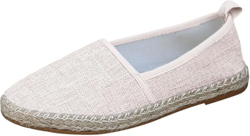 QIXUJAK Damen Sommer Gewebte Atmungsaktive Korrekturschuhe Für Damen, Fußgewölbeunterstützung, Schlupfschuhe, Leicht Und Bequem (Beige,42) von QIXUJAK
