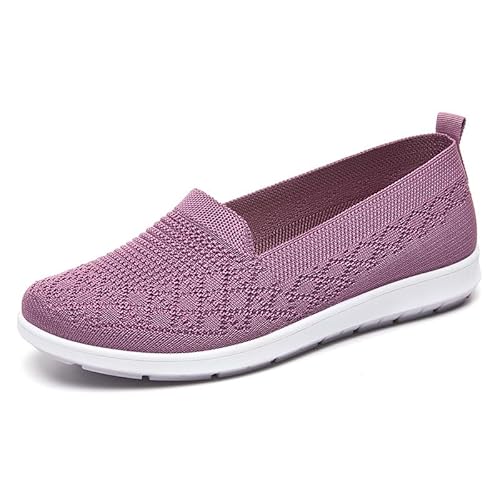 QIXUJAK Damen Sommer Gewebte Atmungsaktive Korrekturschuhe Für Damen, Fußgewölbeunterstützung, Schlupfschuhe, Leicht Und Bequem (Lila,36) von QIXUJAK