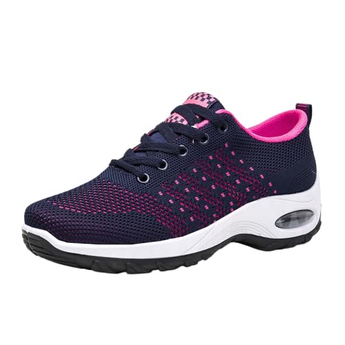 QIXUJAK Damen Sport Atmungsaktive Laufschuhe Damen Sportschuhe Schnürschuhe Leichte Stoßfeste Mode Sportschuhe Wandern Outdoor Sport (Blaue Rose,41) von QIXUJAK
