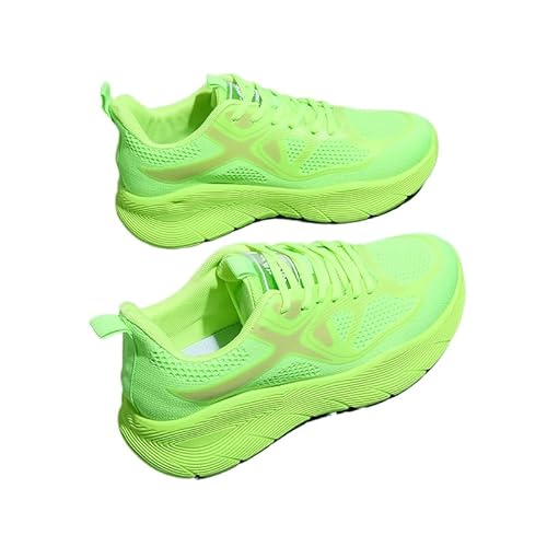 QIXUJAK Damen Sport Lauftraining Schnürsenkel Luftpolster Sportschuhe gemusterte Sohlen rutschfeste verschleißfeste Sportschuhe leichte Schuhe (Knospendes Grün,38) von QIXUJAK