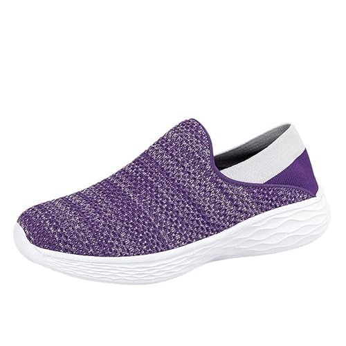QIXUJAK Damen Sportschuhe Slip-On Laufschuhe Leichte Hallenschuhe Sneaker Tennisschuhe (Lila,39) von QIXUJAK