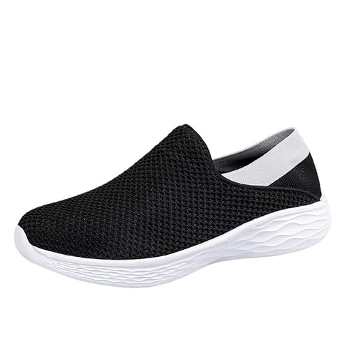 QIXUJAK Damen Sportschuhe Slip-On Laufschuhe Leichte Hallenschuhe Sneaker Tennisschuhe (Schwarzundweiß,35) von QIXUJAK