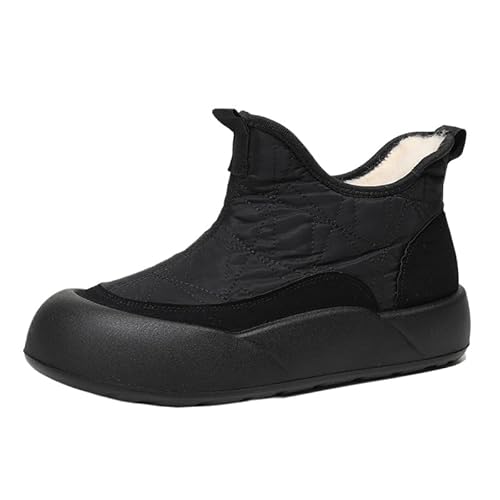 QIXUJAK Damen Stiefeletten Plateau Boots Warm Gefüttert Profilsohle Winterschuhe Barfußschuhe winter (Schwarz,38) von QIXUJAK