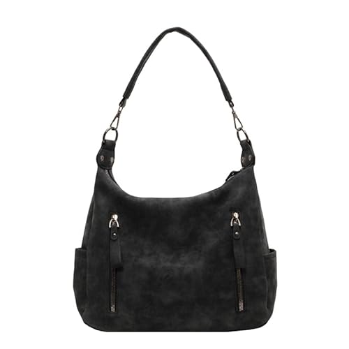 QIXUJAK Damen Tasche Schultertasche Umhängetasche Crossover Bag Leder Optik Handtasche (Schwarz) von QIXUJAK