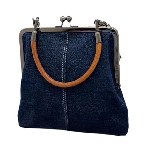 QIXUJAK Damen-Umhängetaschen aus Denim, Mini-Tragetaschen, Geldbörsen und Handtaschen aus Denim mit Drehverschluss und herausnehmbarem Münzfach, Polyesterfutter und handwaschbar. (Blau) von QIXUJAK