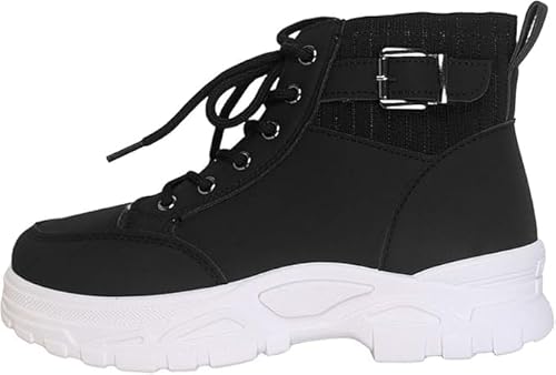 QIXUJAK Damen Winterschuhe Warm Gefüttert - Schneestiefel Damen Outdoor Boots Winterstiefel Zum Schnüren High Top Wanderschuhe Leicht Trekkingschuhe Knöchelhoch Winterboots Für Outdoor (Schwarz,41) von QIXUJAK