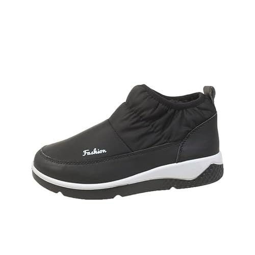 QIXUJAK Damen Winterschuhe Wasserdicht Schneestiefel Warm Gefütterte Winterstiefel Stiefelette Outdoor Slip on Komfort Boots (Schwarz,40) von QIXUJAK