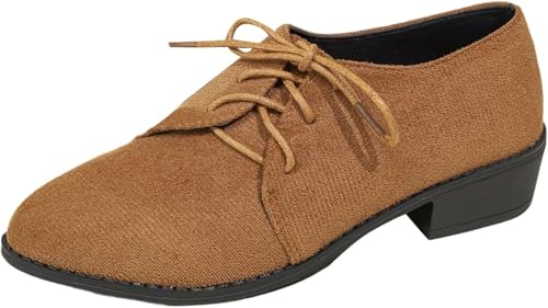 QIXUJAK Damenschuhe Aus Leder Im Retro-Stil Mit Flachem Absatz, Oxford-Schnürschuhe Für Damen, Oxford-Schuhe Im Retro-Stil Mit Runder Spitze Und Rutschfester Sohle (Dunkelbraun,37) von QIXUJAK