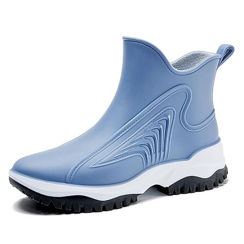 QIXUJAK Elegante, Bequeme, einzigartige, strapazierfähige Regenstiefel für Damen, langlebige Schuhe, Gummistiefel, Halbhohe, wasserdichte Regenstiefel, Design, hochwertige Mode (Blau,40) von QIXUJAK
