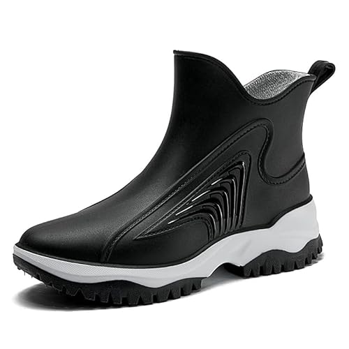 QIXUJAK Elegante, Bequeme, einzigartige, strapazierfähige Regenstiefel für Damen, langlebige Schuhe, Gummistiefel, Halbhohe, wasserdichte Regenstiefel, Design, hochwertige Mode (Schwarz,39) von QIXUJAK