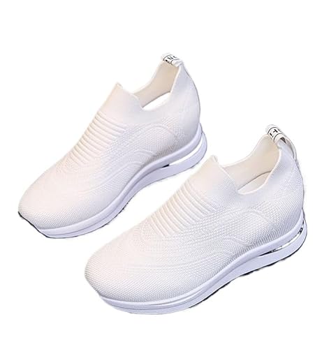 QIXUJAK Elegante Damen-Ballerinas, bequeme orthopädische Schlupfschuhe, Leder, modische und trendige Barfußschuhe mit Fußgewölbeunterstützung (Weiß,36) von QIXUJAK