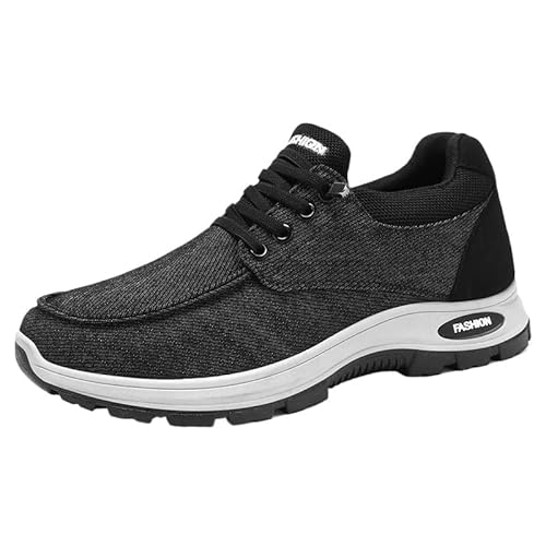 QIXUJAK Elegante Herren-Sneaker mit weicher Sohle, bequeme orthopädische Hausschuhe, stylische Barfuß-Sportschuhe für Herren (Schwarz grau,42) von QIXUJAK