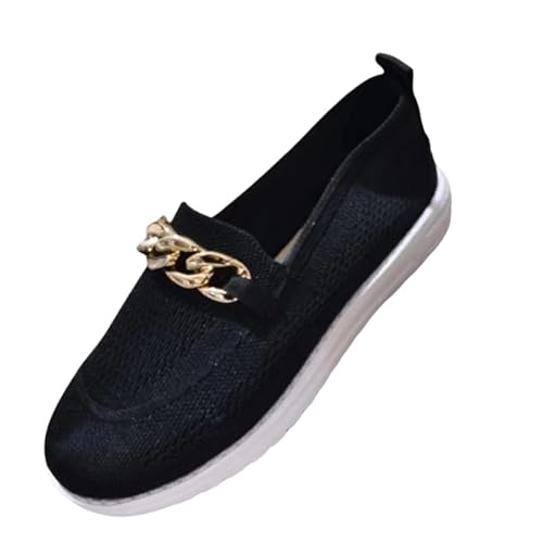 QIXUJAK Flache, barfuß orthopädische Mesh-Schuhe für Damen, lindern Fußschmerzen, stilvolle, Elegante und Bequeme Mesh-Schuhe (Schwarz,36) von QIXUJAK