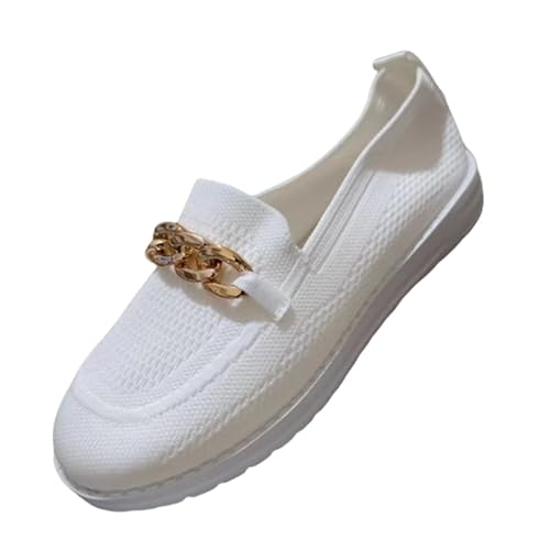QIXUJAK Flache, barfuß orthopädische Mesh-Schuhe für Damen, lindern Fußschmerzen, stilvolle, Elegante und Bequeme Mesh-Schuhe (Weiß,39) von QIXUJAK