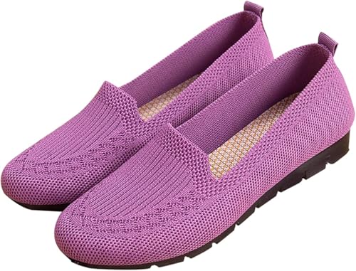 QIXUJAK Flache Damenschuhe aus Stoff sind weich, dehnbar, bequem und atmungsaktiv. Flache Schuhe Lassen Sie Retro, modisch und elegant Aussehen. (Lila,39) von QIXUJAK
