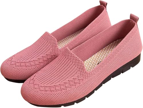 QIXUJAK Flache Damenschuhe aus Stoff sind weich, dehnbar, bequem und atmungsaktiv. Flache Schuhe Lassen Sie Retro, modisch und elegant Aussehen. (Rosa,37) von QIXUJAK