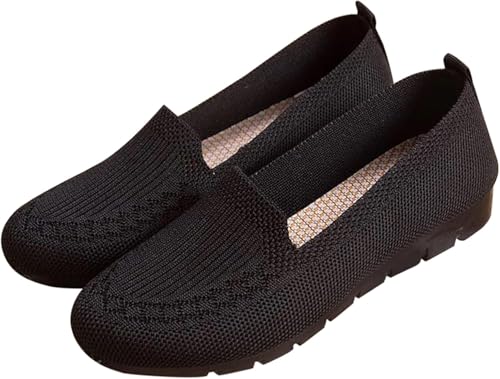 QIXUJAK Flache Damenschuhe aus Stoff sind weich, dehnbar, bequem und atmungsaktiv. Flache Schuhe Lassen Sie Retro, modisch und elegant Aussehen. (Schwarz,39) von QIXUJAK
