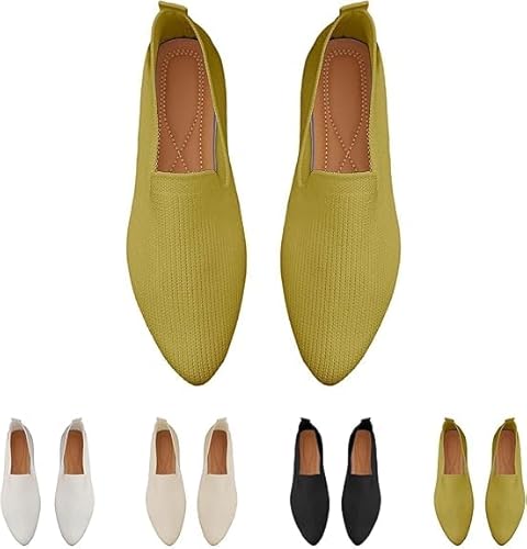 QIXUJAK Flache Schuhe für den Sommer, Bequeme, gewebte, orthopädische, atmungsaktive, weiche Slip-On-Sneakers für Damen, Barfußschuhe für Damen (Armeegrün,40) von QIXUJAK