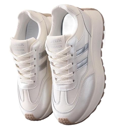 QIXUJAK Forrest Gump Schuhe Damen Frühling und Sommer atmungsaktive Flatform-Plateau-Sneaker sind lässig und vielseitig (37,Silver) von QIXUJAK