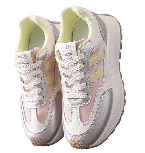 QIXUJAK Forrest Gump Schuhe Damen Frühling und Sommer atmungsaktive Flatform-Plateau-Sneaker sind lässig und vielseitig (40,Yellow) von QIXUJAK